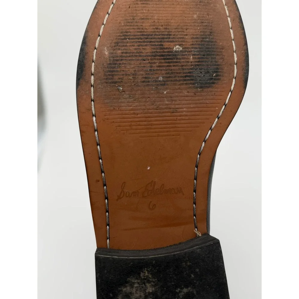 Sam Edelman Black Leather‎ Studded Spiked Chelsea Ankle Boots Womens 6 SE Logo